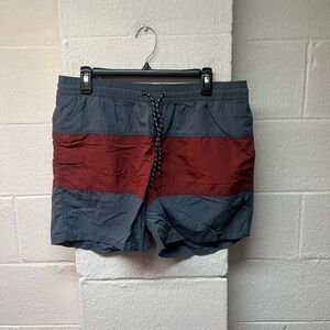 Men's Navy/Gray and Red Swim Shorts